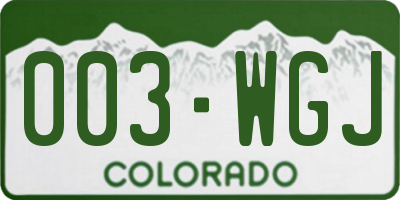 CO license plate 003WGJ