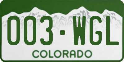 CO license plate 003WGL