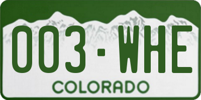 CO license plate 003WHE