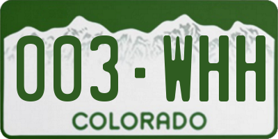 CO license plate 003WHH