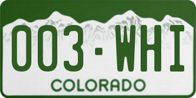 CO license plate 003WHI