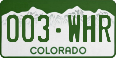 CO license plate 003WHR