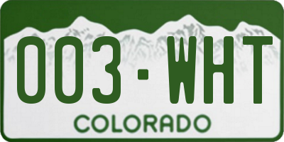 CO license plate 003WHT