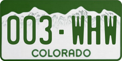 CO license plate 003WHW