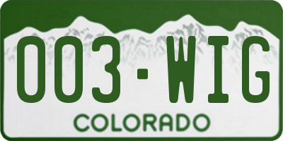 CO license plate 003WIG