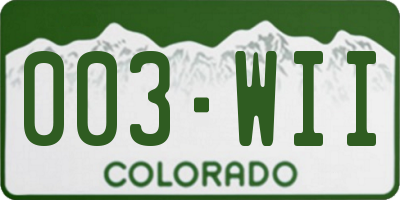 CO license plate 003WII