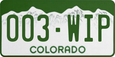 CO license plate 003WIP