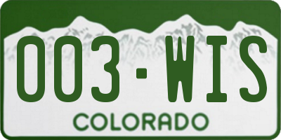 CO license plate 003WIS