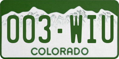 CO license plate 003WIU
