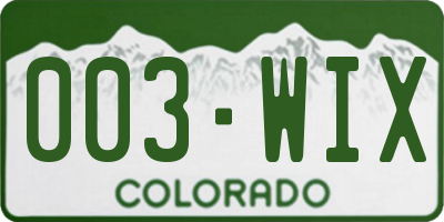 CO license plate 003WIX