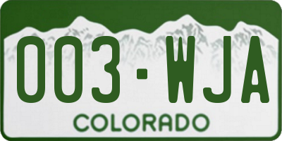 CO license plate 003WJA