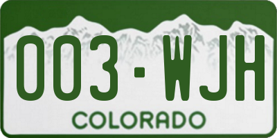 CO license plate 003WJH