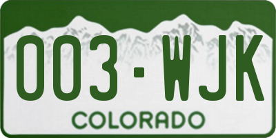 CO license plate 003WJK