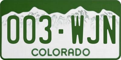 CO license plate 003WJN