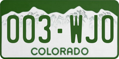 CO license plate 003WJO