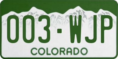 CO license plate 003WJP