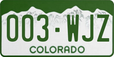 CO license plate 003WJZ