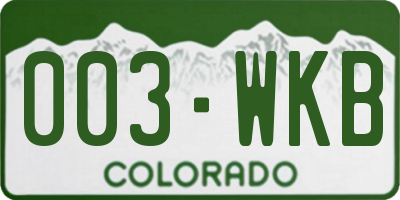 CO license plate 003WKB