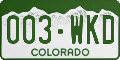 CO license plate 003WKD