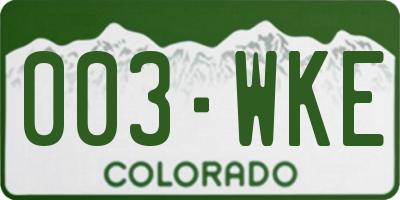 CO license plate 003WKE