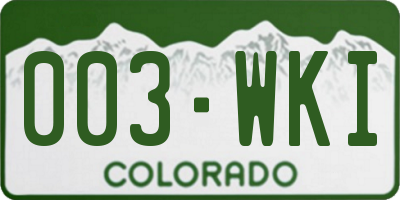 CO license plate 003WKI