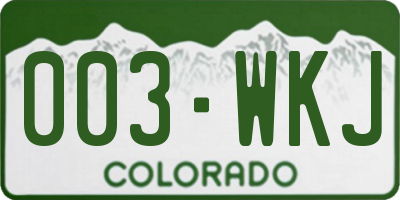 CO license plate 003WKJ