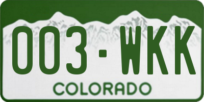 CO license plate 003WKK