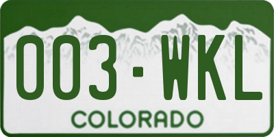 CO license plate 003WKL