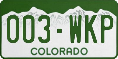 CO license plate 003WKP