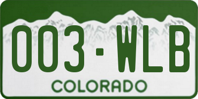 CO license plate 003WLB