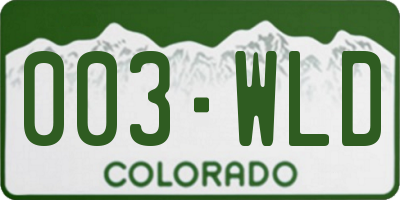 CO license plate 003WLD