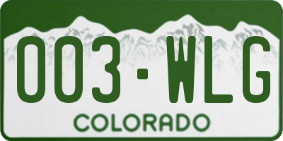CO license plate 003WLG