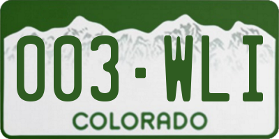 CO license plate 003WLI
