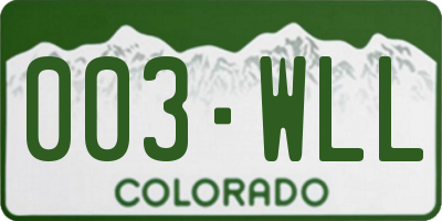 CO license plate 003WLL