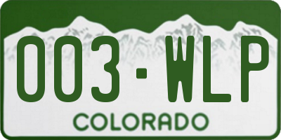 CO license plate 003WLP