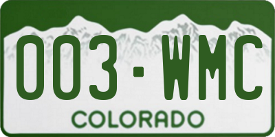 CO license plate 003WMC