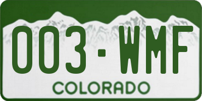 CO license plate 003WMF