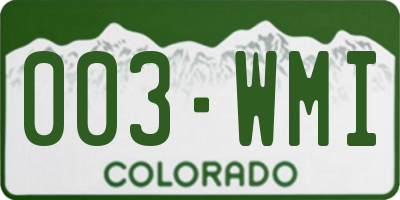 CO license plate 003WMI