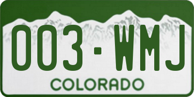 CO license plate 003WMJ