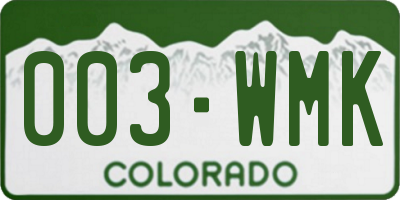 CO license plate 003WMK