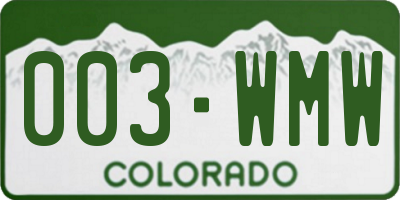 CO license plate 003WMW