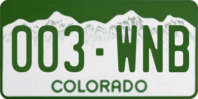 CO license plate 003WNB