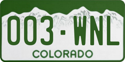 CO license plate 003WNL