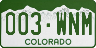 CO license plate 003WNM