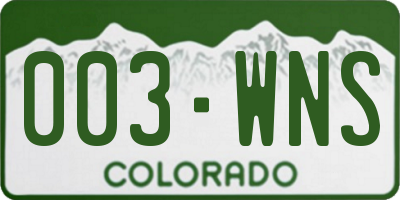 CO license plate 003WNS
