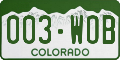 CO license plate 003WOB