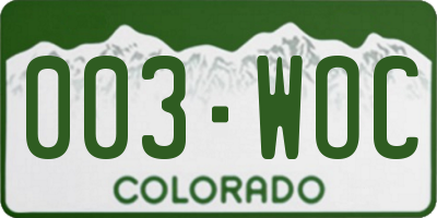 CO license plate 003WOC