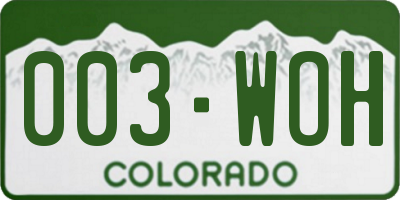 CO license plate 003WOH