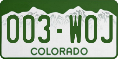 CO license plate 003WOJ