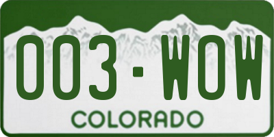 CO license plate 003WOW